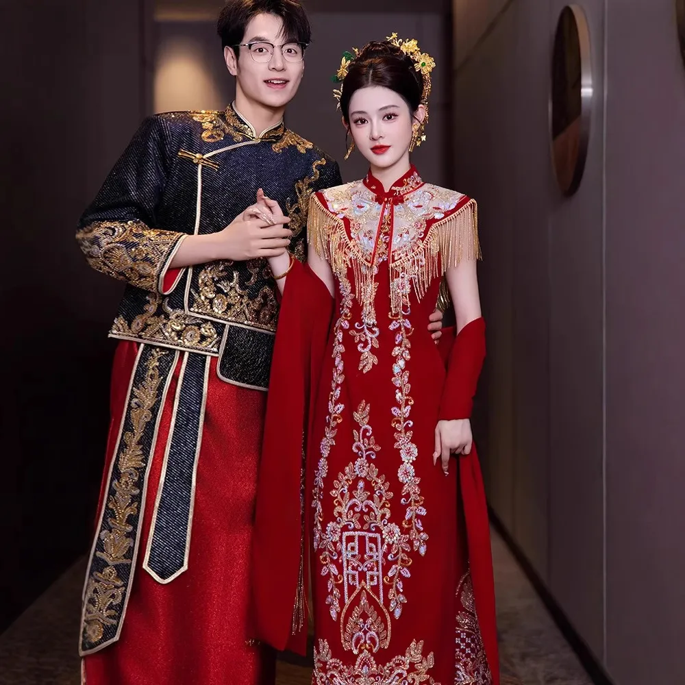 秀禾服2026年新款红色旗袍新中式敬酒服新娘高级感结婚订婚礼服女