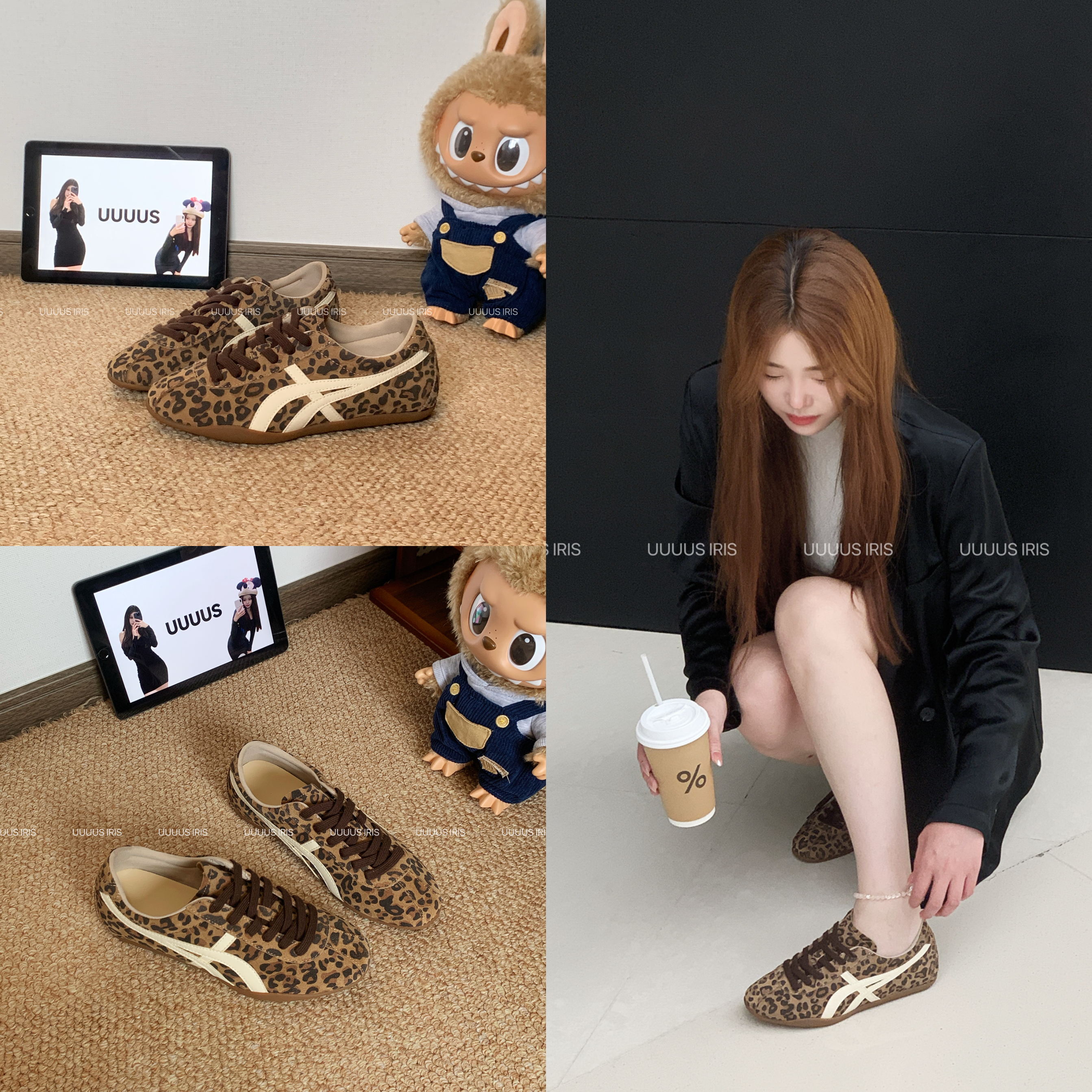 Uuuus复古美拉德豹纹轻便德训鞋
