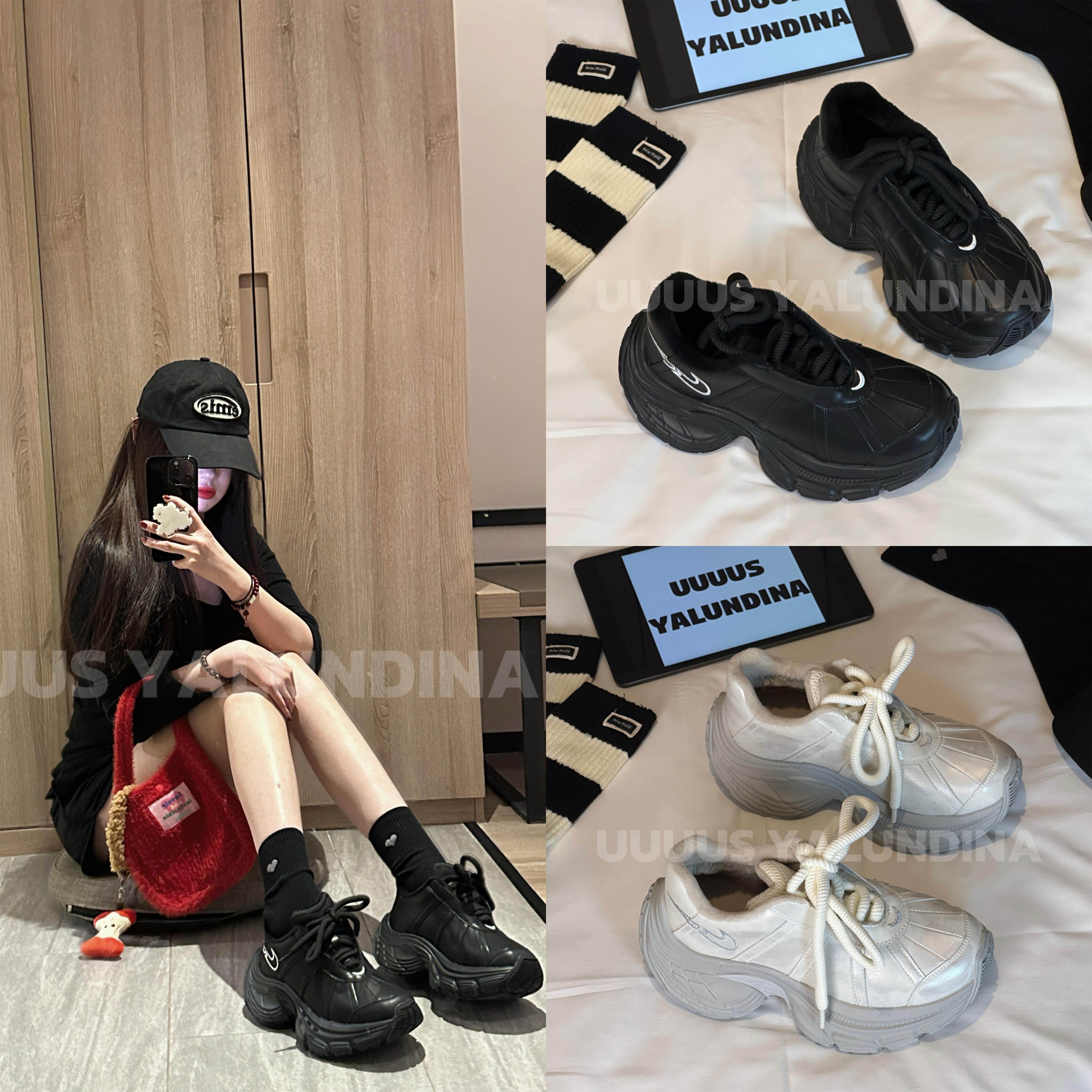 Uuuus 【曼哈顿留学生】厚底6cm增高真皮加绒系带老爹鞋拉长腿型~,女鞋,老爹鞋,淘宝优惠券,粉丝福利购,淘宝优惠卷