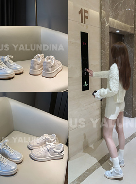 Uuuus【小说女主】真皮金属细闪德训鞋人鱼姬珠光百搭休闲阿甘鞋