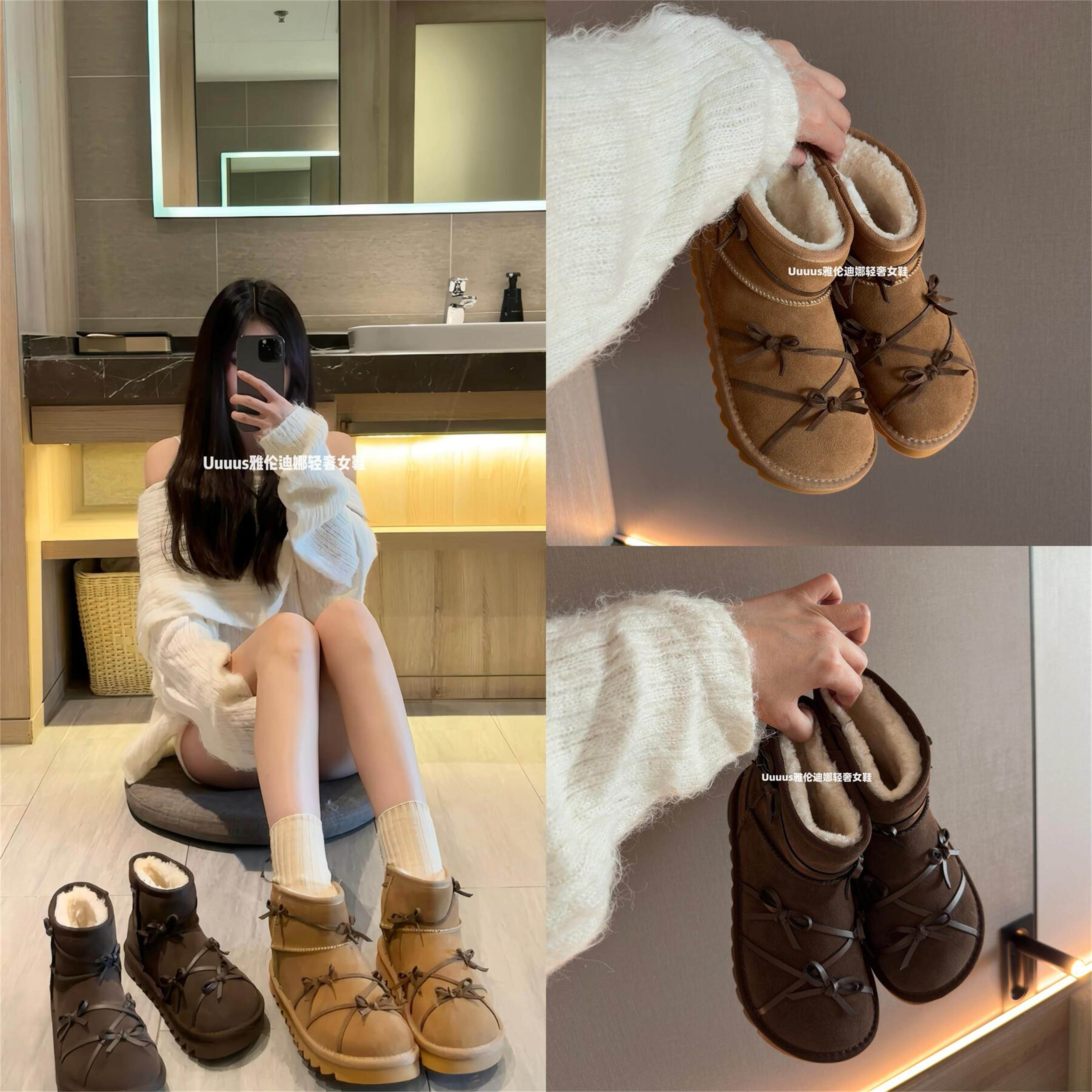 蝴蝶结雪地靴女款冬季新款