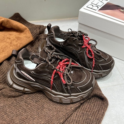 真皮咖色老爹鞋女2025秋冬新款厚底增高复古女鞋休闲百搭运动鞋潮