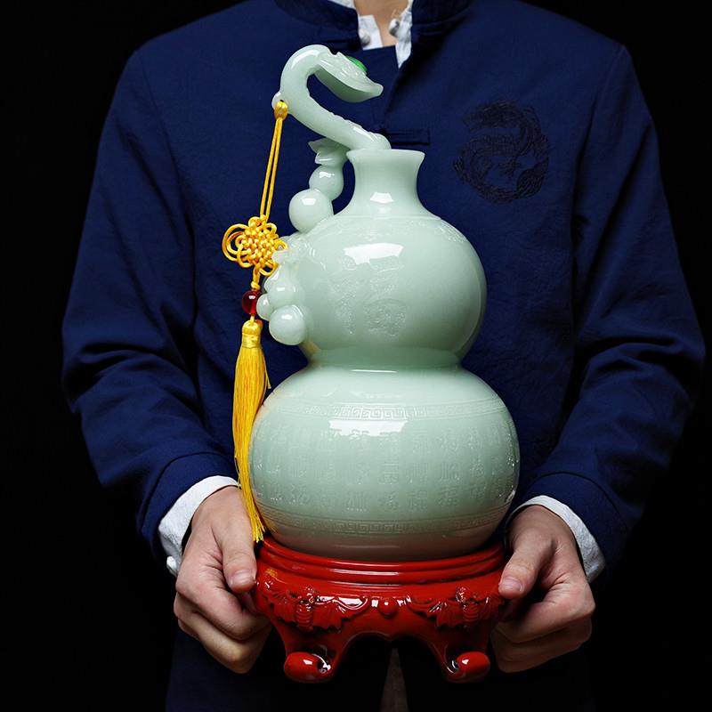 葫芦摆件玉石一对现代简约客厅酒架装饰电视柜摆设高档送礼工艺礼,家居饰品,装饰摆件,淘宝优惠券,粉丝福利购,淘宝优惠卷