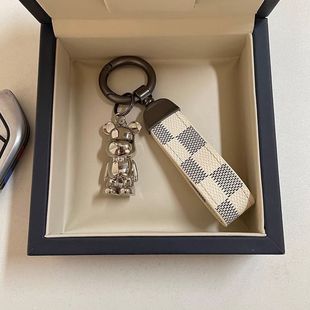 钥匙扣链绳挂件金属积木熊真皮高级感汽车家用情侣男女生包包卡通