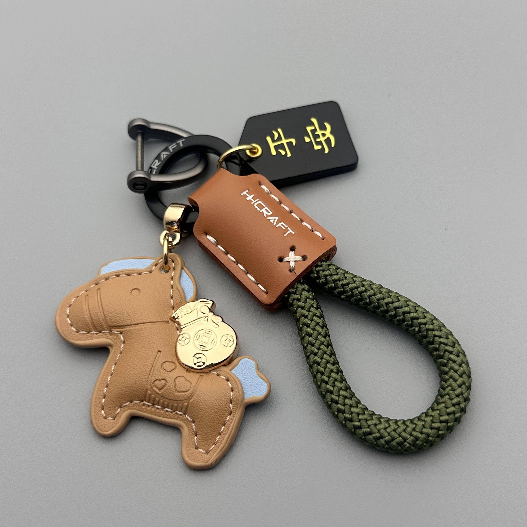 卡通可爱小马钥匙扣马上有钱挂件创意情侣汽车钥匙链钥匙圈包挂饰