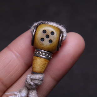 天然驼骨老料藏式骰子三通佛头骨头菩提手串长串佛珠diy文玩配饰