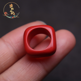 保真天然原矿朱砂红砂跑环戒圈指环菩提手串108长串diy文玩配饰