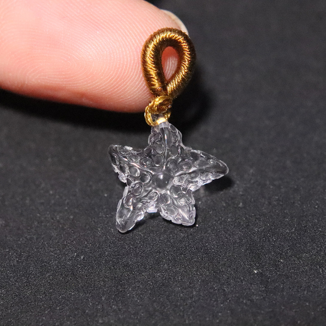 天然白水晶海星挂件侧挂提溜吊坠
