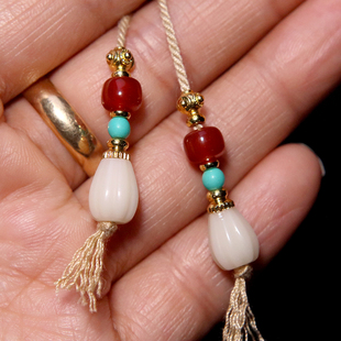 天然南红玛瑙白色雪巴琉璃弟子珠隔珠散珠菩提手串diy文玩配饰