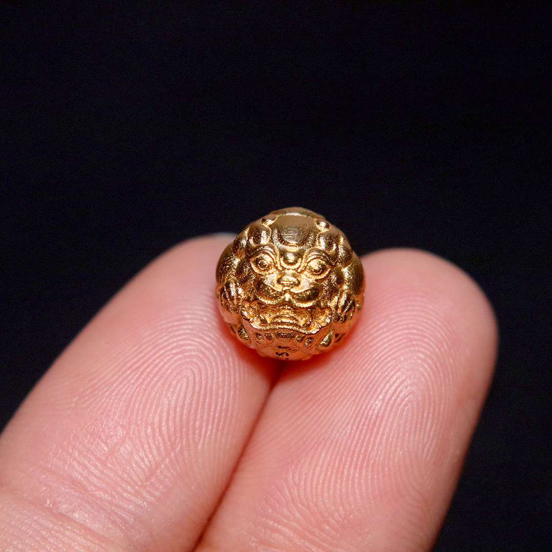 银镀金925纯银貔貅珠兽珠顶腰珠