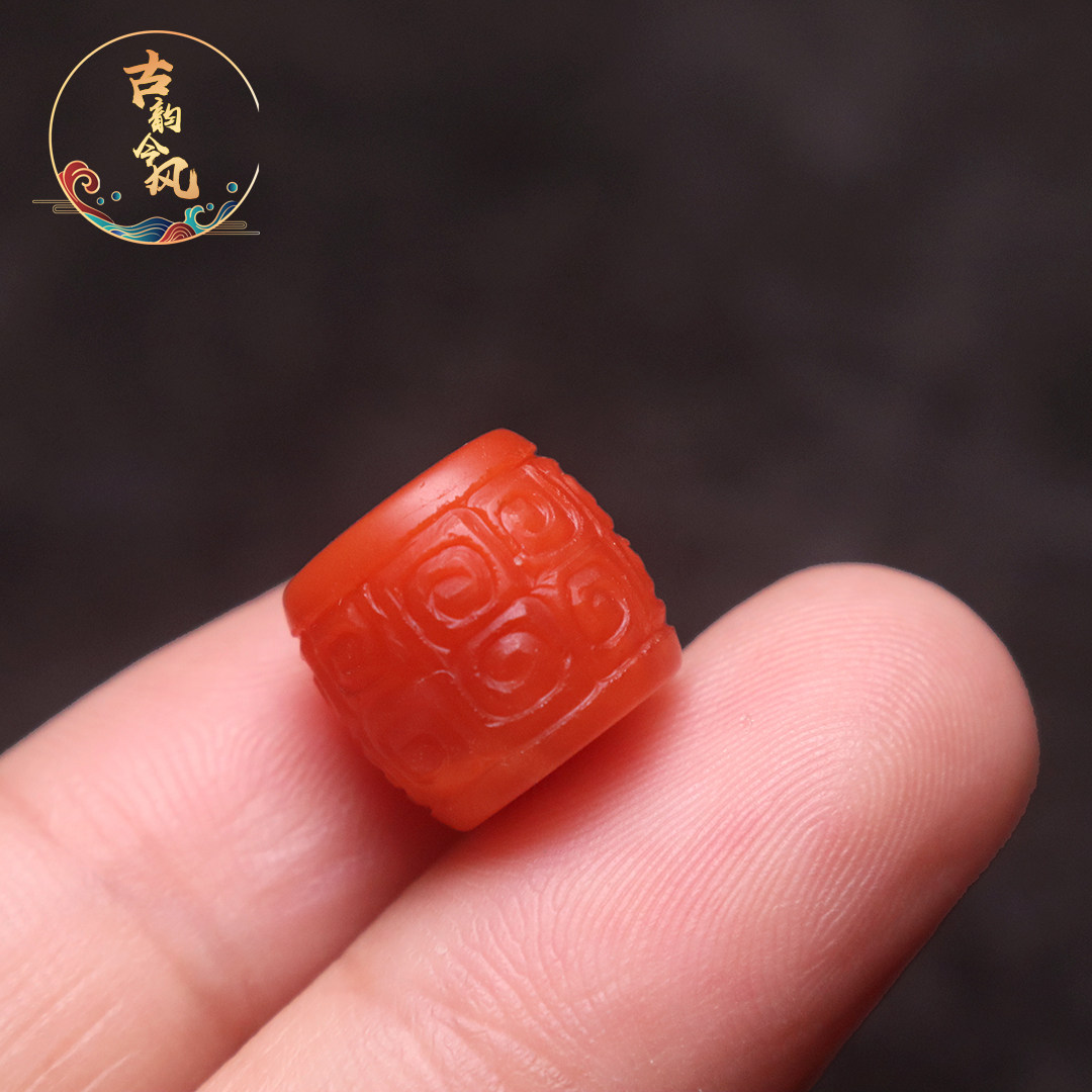 天然原矿南红玛瑙直切回纹桶珠顶腰珠隔珠菩提手长串diy文玩配饰