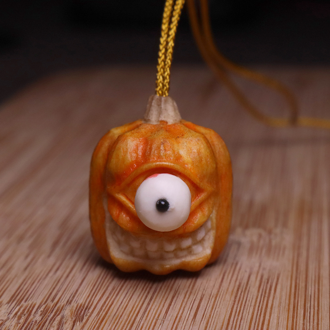手工鹿角根付大眼南瓜怪吊坠