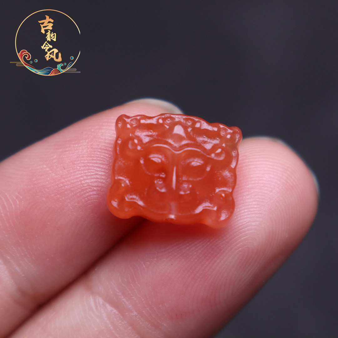 南红玛瑙兽面般若背云侧挂配饰