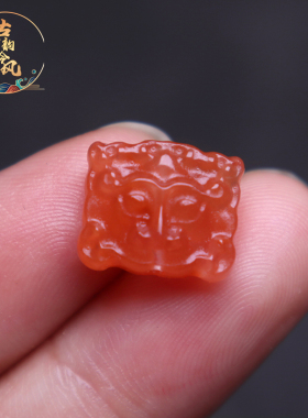 南红玛瑙兽面般若背云侧挂配饰