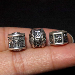 原创足银999纯银九字真言吉祥如意桶珠隔珠菩提手串手链文玩配饰