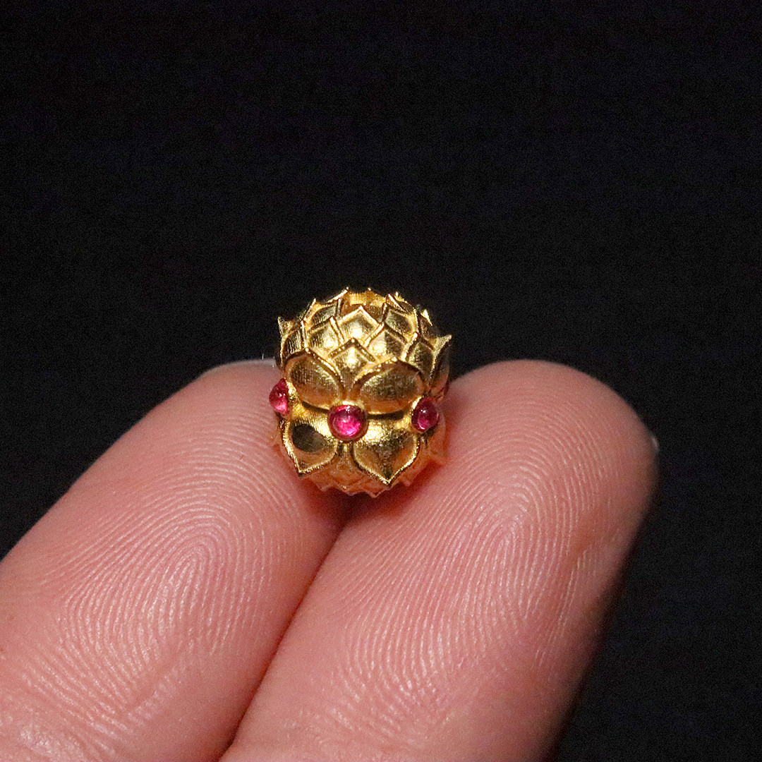 925银镀金并蒂莲桶珠隔珠配件