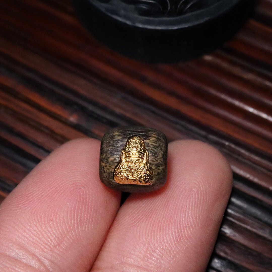 天然沉香木镶嵌纯银s925扎基拉姆桶珠隔珠散珠菩提手串文玩配饰