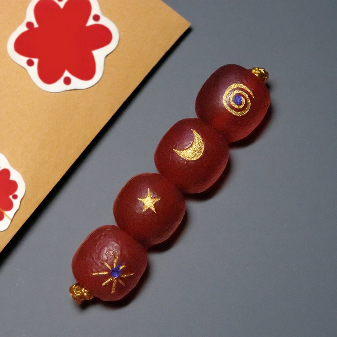 天然红玛瑙风化纹日月星辰桶珠隔珠散珠菩提手串手链diy文玩配饰