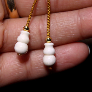 天然猛犸牙雕刻葫芦弟子珠隔珠散珠配珠文玩手串diy配饰