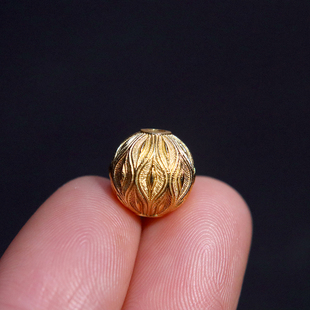 银镀金925纯银凤羽莲花圆珠隔珠散珠菩提手串编绳diy文玩配饰配件