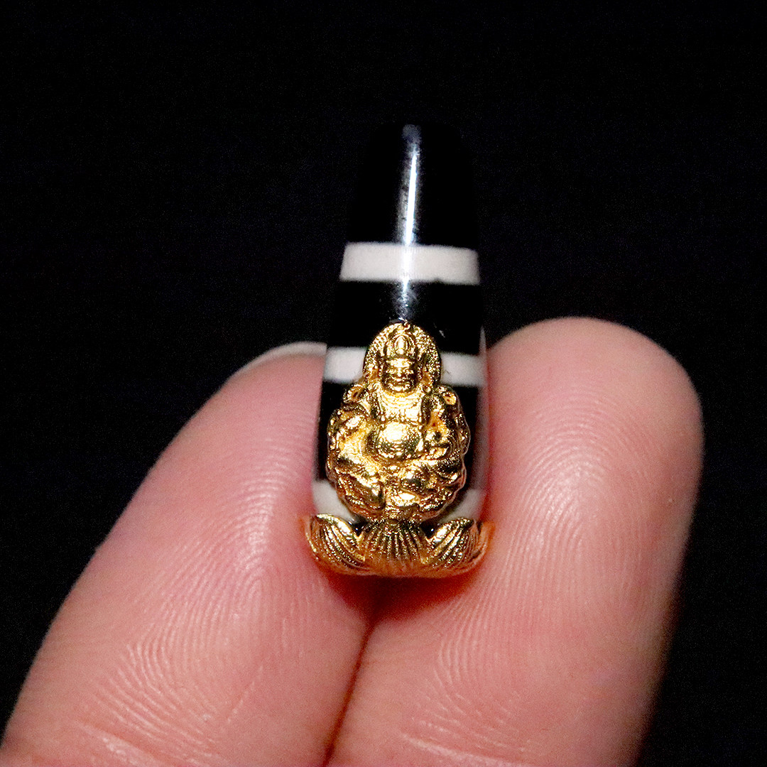 925银镀金天珠黄财神桶珠散珠