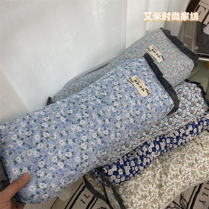ins韩国博主风小碎花田园风全棉荞麦枕办公室沙发午睡单人小枕头
