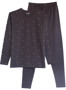 花系棉莱卡男士秋衣秋裤纯棉圆领印花保暖套装冬季打底内衣82505