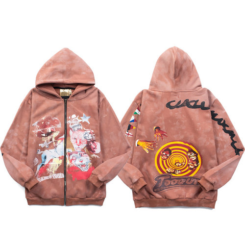 美潮高街复古做旧泥染小众Travis Scott巡回演唱纪念连帽衫卫衣男