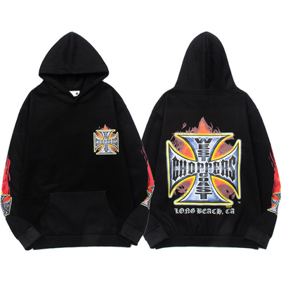 美式西海岸West Coast Choppers新款Vintage机车图案复古连帽卫衣