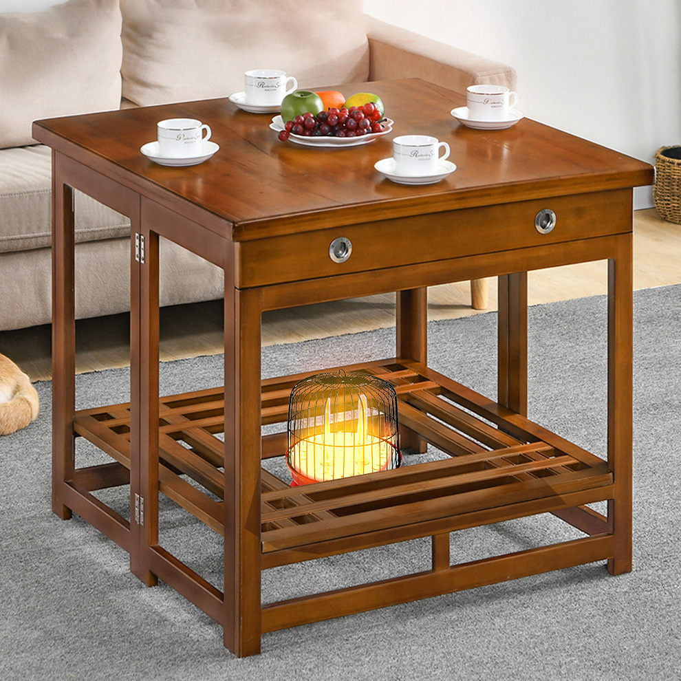 湖南省桌烤火桌子新款家用折叠取暖桌冬季客厅简易实木楠竹烤火架