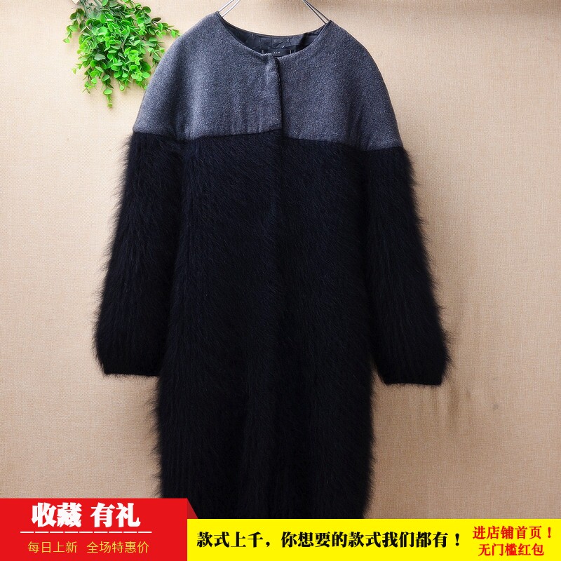超厚实ins长毛貂绒秋冬款粗砂加厚黑色条纹韩版宽松泡泡袖外套女