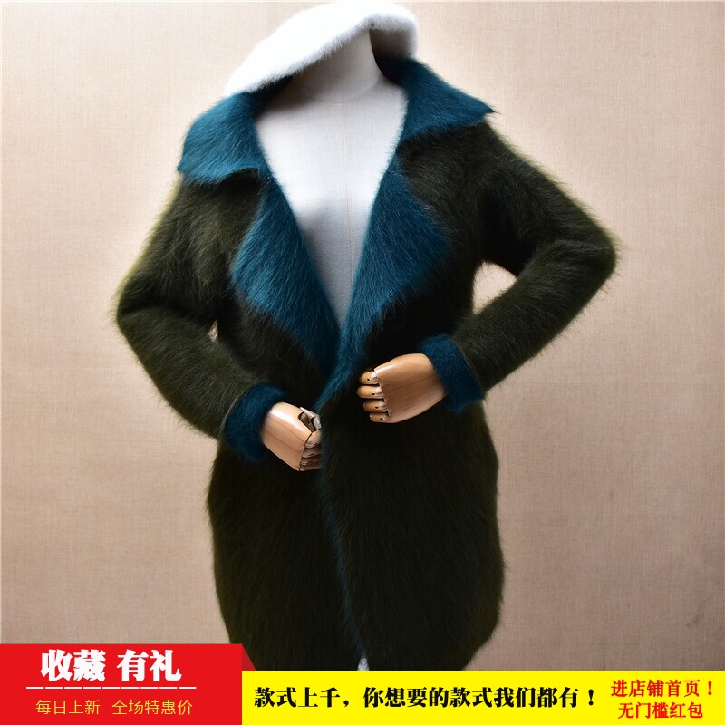 中长款秋冬气质拼色西装领ins长毛貂绒韩版宽松慵懒风外套女226