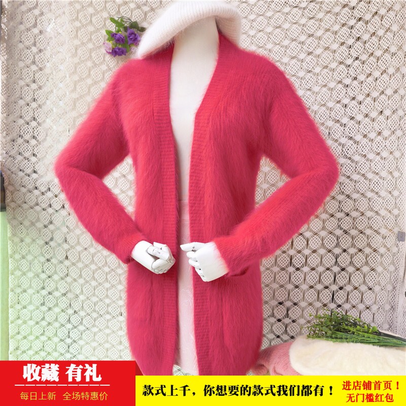 中长款秋冬时尚气质红色披风ins长毛貂绒韩版宽松显瘦外套女479
