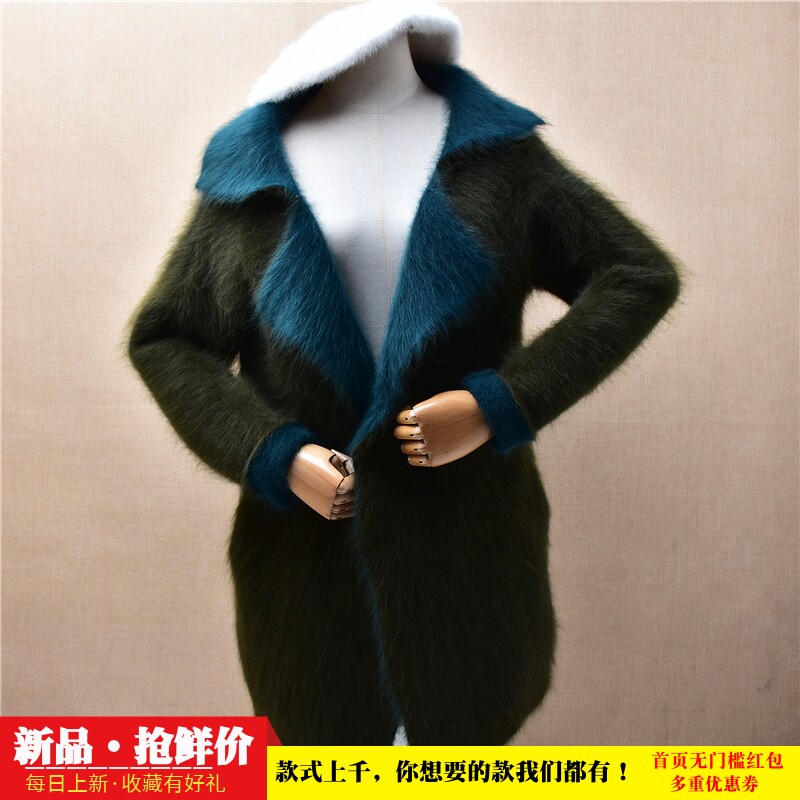 中长款秋冬气质拼色西装领ins长毛貂绒韩版宽松慵懒风外套女226