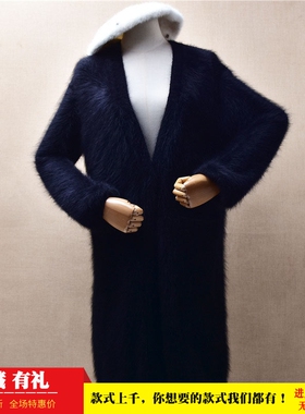 超气质秋冬中长款黑色v领ins长毛貂绒韩版宽松慵懒风外套女280
