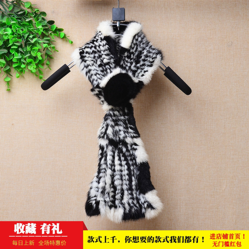 时尚优雅风chic秋冬新品皮草懒兔毛围巾围脖毛茸茸柔软舒适女款