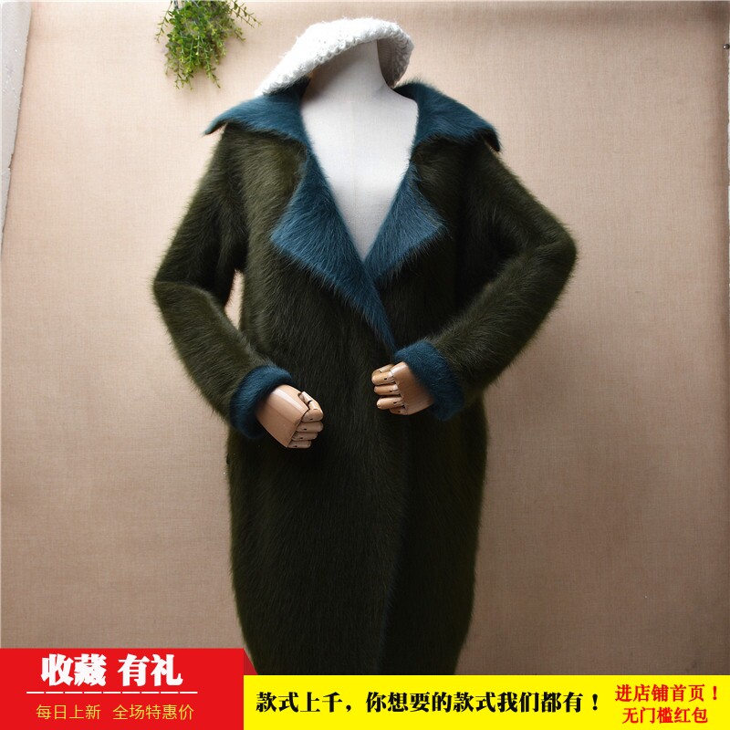 中长款加厚貂绒西装领宽松