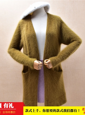 中长款秋冬气质减龄军绿色披风ins长毛貂绒韩版宽松显瘦外套女463