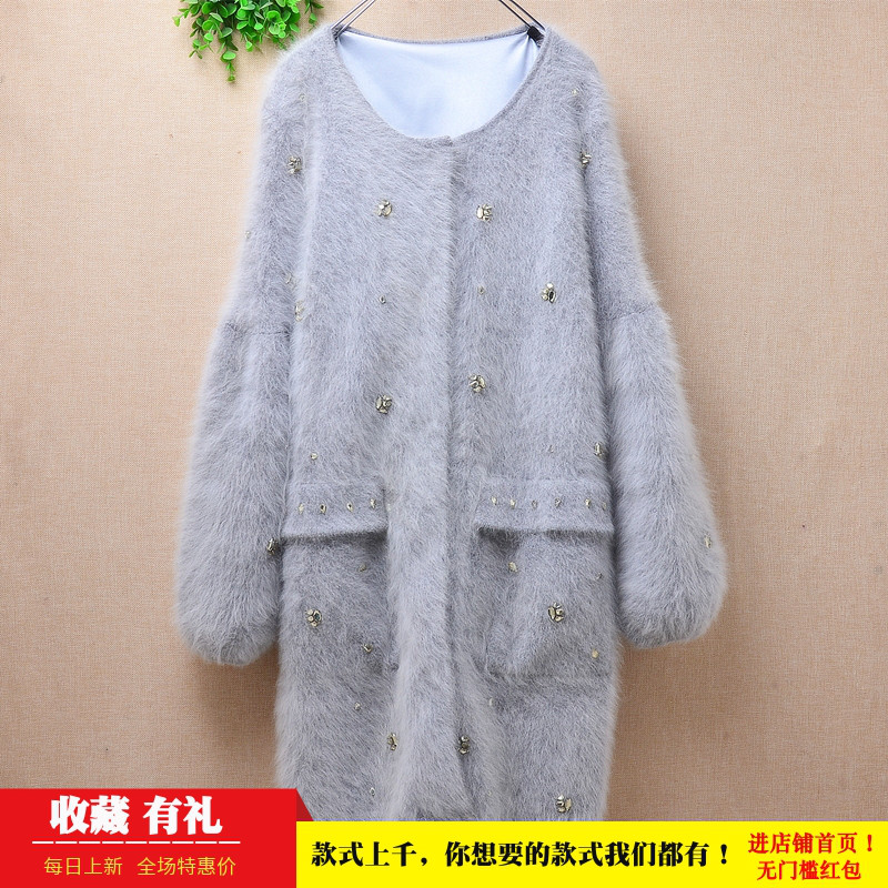 中长款貂绒泡泡袖宽松外套女