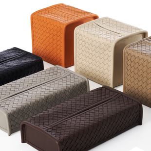 意大利原装 Mil系列Nappa皮质手工编织桌面纸巾盒奢华抽纸盒 进口