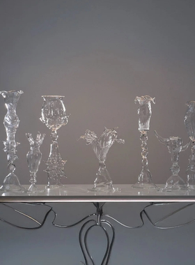 西班牙进口 艺术家Pia手工小众高级感玻璃装饰摆件客厅七件套装