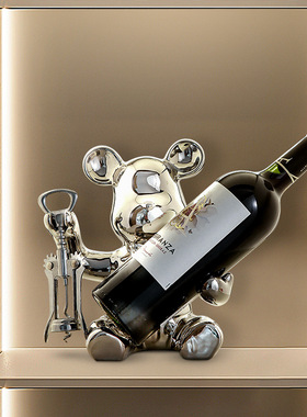 轻奢暴力熊红酒架客厅摆件