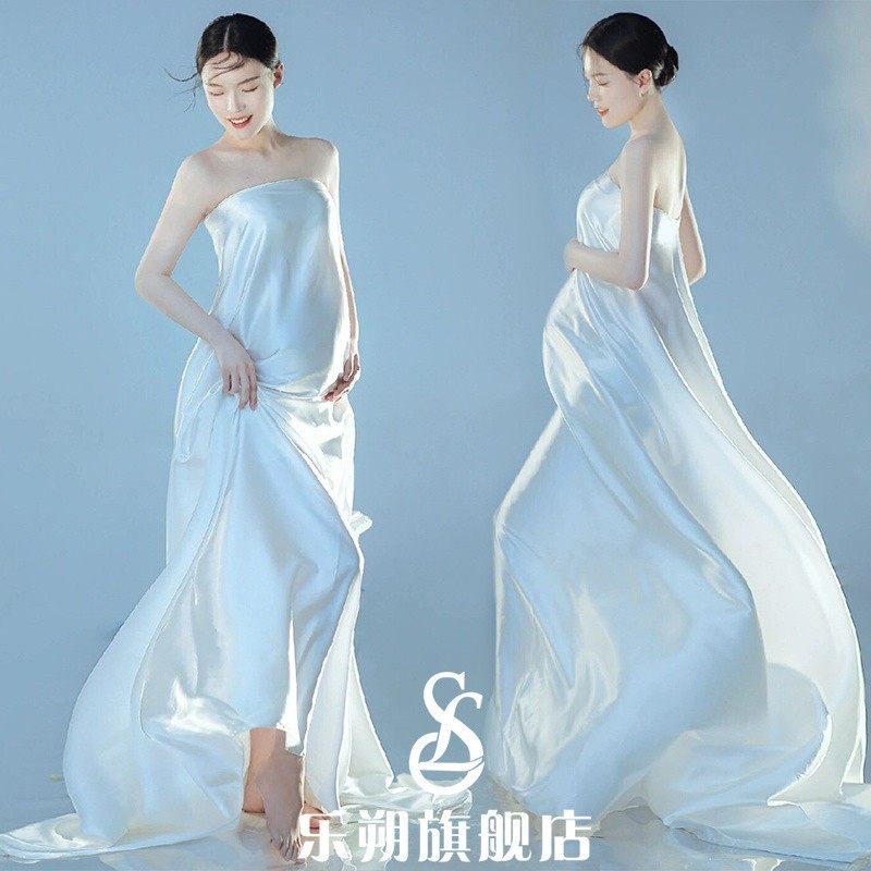 新款孕妇拍照写真服装时尚性感白色缎面孕妈咪影楼摄影艺术照衣服,男装,其他民族服装,淘宝优惠券,粉丝福利购,淘宝优惠卷