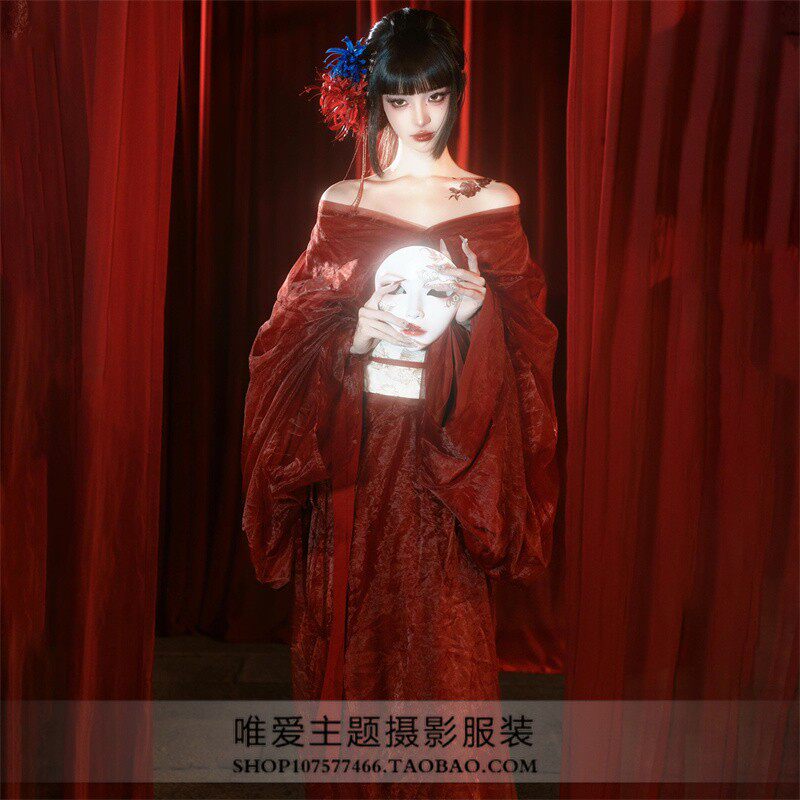 影楼魏晋南北朝汉服红色古风婚服仙气成人飘逸侠女写真古装拍照服