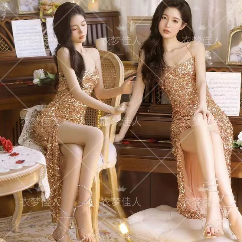 个人写真服装女影楼新款亮片性感吊带裙名媛财阀千金礼服艺术拍照,户外/登山/野营/旅行用品,其他户外服装,淘宝优惠券,粉丝福利购,淘宝优惠卷