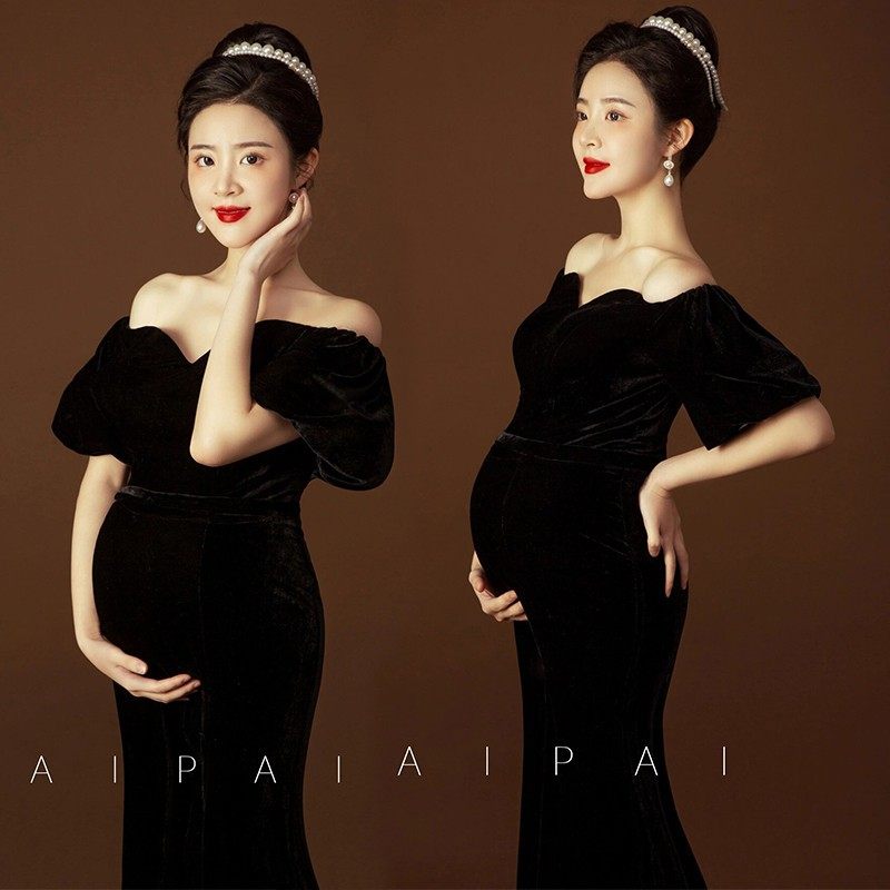 2025新款影楼孕妇拍照摄影写真主题服装个性感抹胸黑色丝绒礼服装,男装,其他民族服装,淘宝优惠券,粉丝福利购,淘宝优惠卷