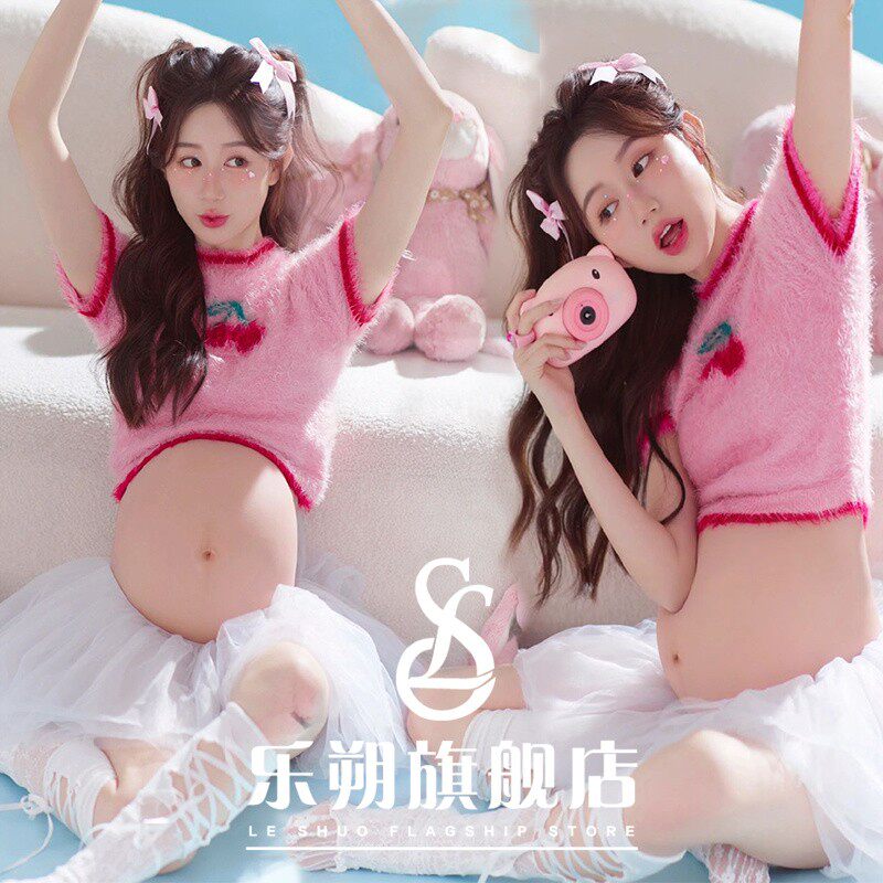影楼新款孕妇照服装可爱风元气辣妈拍照衣服卡哇伊孕味照摄影服装