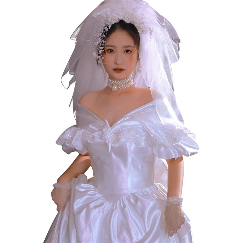 新款80妈妈年代古董婚纱写真主题复古宫廷白纱私房艺术照摄影服装