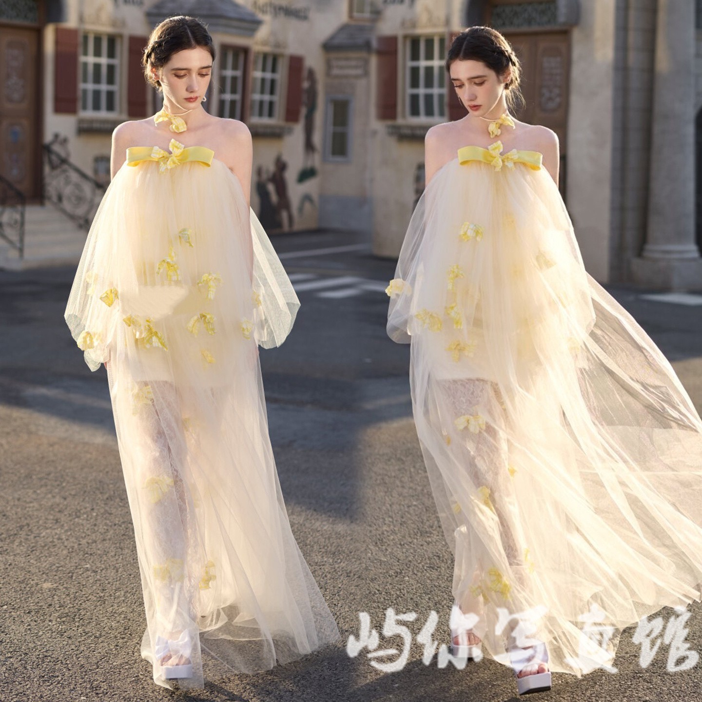 照相馆新款晨袍婚纱主题法式时尚梦幻甜美氛围纱裙肖像气质摄影拍