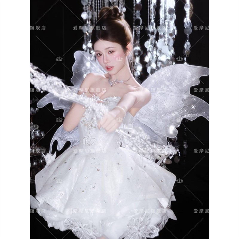 影楼新款精灵婚纱主题摄影服装仙女千金生日派对晨袍拍摄礼服短裙